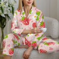 thumbnail image 6 of Bingfone Womens Pajama Sets Strawberry Floral Print,Long Sleeve Loungewear Pajamas Set-Small, 6 of 8