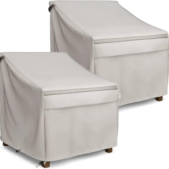 Waterproof Patio Chair Covers, Lounge Deep Seat Covers for Outdoor Furniture, 35W x 38D x 31H Inches, Heavier Materials, Beige (2-Pack)