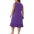 thumbnail image 4 of Agnes Orinda Women's Plus Size Nightgowns Sleeveless Nightdress Soft Comfy Cats Print Sleepwear Pajamas 1X Dark Purple, 4 of 8