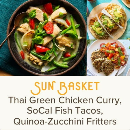 Sun Basket Meal Kits, 3 Recipes Serving 2, Organic Produce