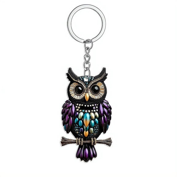 Cute Owl Keychain, Bling Rhinestone Crystal Key Ring, Rear View Mirror Accessories, Owl Gifts for Purses, Handbags, Backpack