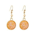 thumbnail image 1 of Jumpingount 1 par de pendientes colgantes chapados en Drusy, colgantes redondos, accesorios de joyería multicolor, regalos femeninos, decoraciones para Ropa, zapatos y accesorios Miscelánea Naranja Jumpingount AP009627-06B, 1 of 6