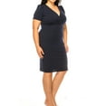 thumbnail image 2 of Women's Plus size Solid Sheath Dress with a Deep V-Neckline and Puff Sleeves, 2 of 6