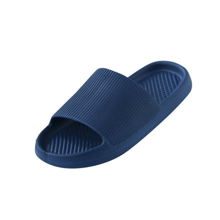 

KaLI_store Men Shoes Men s Comfy Memory Foam Slide Slippers Breathable Mesh Cloth House Shoes Dark Blue