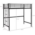thumbnail image 2 of Bonnlo Twin Metal Loft Bed Frame for /Adults/Teens, Space-Saving Design, Black, 2 of 7