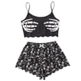 thumbnail image 4 of CQXIDFH Pajamas for Women Set Halloween Gothic Print Lettuce Trim Tank Top and Shorts Pajama Set Soft Comfy Pj Sets, 4 of 4