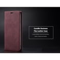 thumbnail image 4 of Étui de Téléphone en Cuir Flip Protecteur de Téléphone Rétro Givré Support de Protection Flip, Remplacement pour iPhone 12 Pro, Rouge Vin, 4 of 8