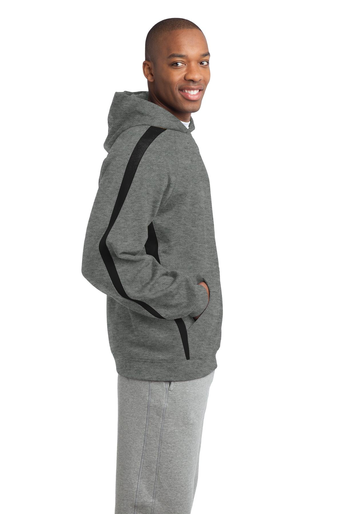 SPORT-TEK Mens Sleeve Stripe Pullover Hooded Sweatshirt