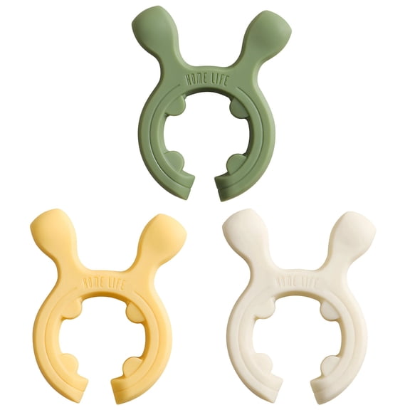 3 Pcs Deer Ear Spatula Holder Set, Yellow, Beige, Green Silicone Spoon Rest, Anti-Scalding Pot Clip, Utensil Rack for Kitchen Stove Organization, 2.0 x 2.6 in Pot Side Stand
