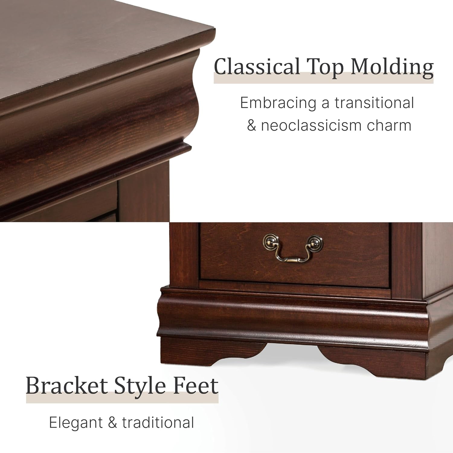 Furniture of America Toni Wood 2-Drawer Nightstand in Cherry (Set of 2)