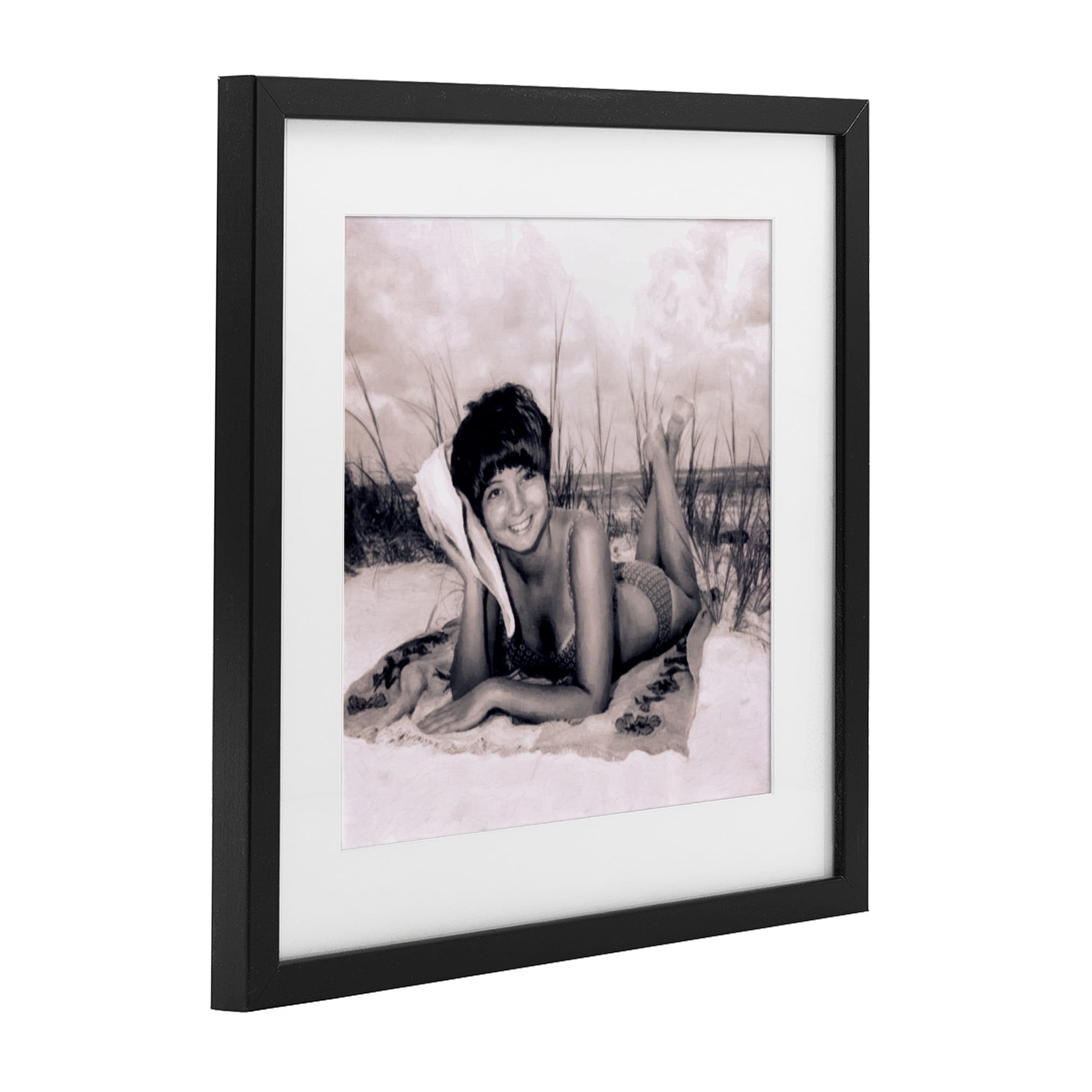 Stupell Industries Vintage Summer Girl with Conch Black Framed Print Under Glass, design by Grotto Studios