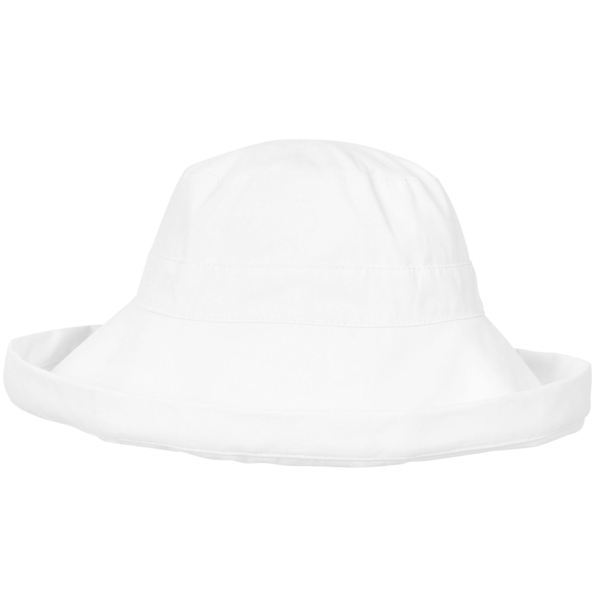 Women's Cotton Summer Beach Sun Hat with Wide FoldUp Brim White