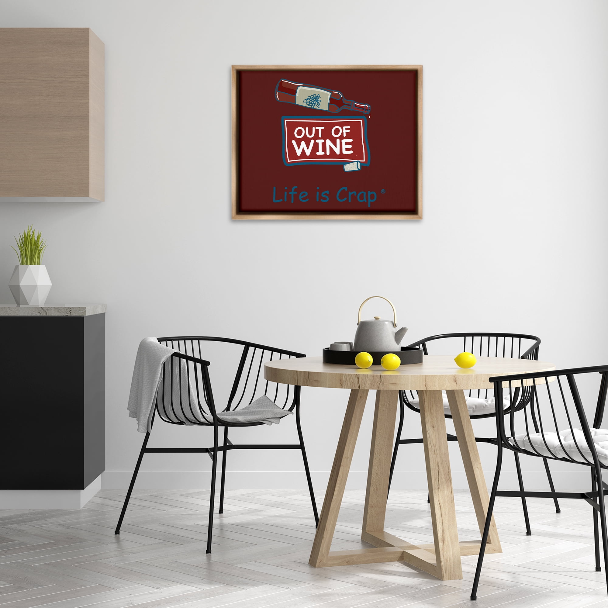 Stupell Industries Out Of Wine Bottle Novelty & Humor Painting Brown Floater Framed Canvas Art Print Wall Art, 31 x 25