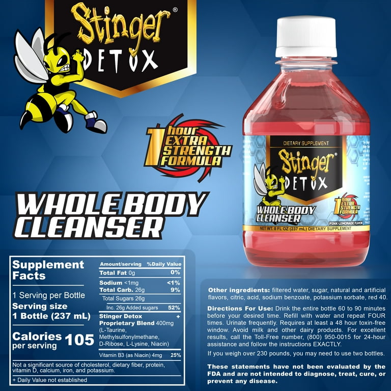 Stinger Total Cleansing Detox 1 Hr Extra Strength Drink – Pink