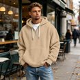 thumbnail image 6 of Pullover Hoodies for Men Polar Fleece Quarter Zip Up Drop Shoulder Sweatshirt Men Drawstring Hooded Street Fashion Pullovers, 6 of 7