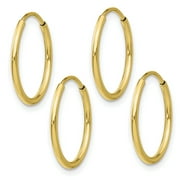 2 Pairs - 14K Yellow Gold Filled (Large Size 1.25x20mm) Endless Hoop Earrings With Anti-Tarnish (4Pcs/2Pairs)