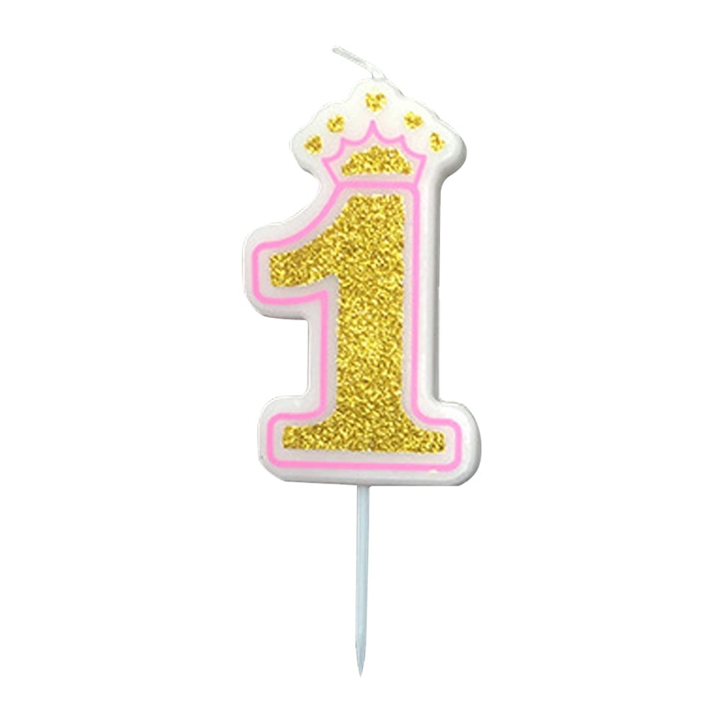 Rose Gold 4 Multicolor Glitter Happy Birthday Numbers Candles Cake Topper Decoration for Adults/Kids Party