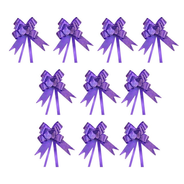Unatoiry 10 Pieces Bow Pull Decor Festive Packing Lightweight Hand-Pulled Flower Wedding Birthday Christmas Holiday Accessory Rose/Purple 1Set