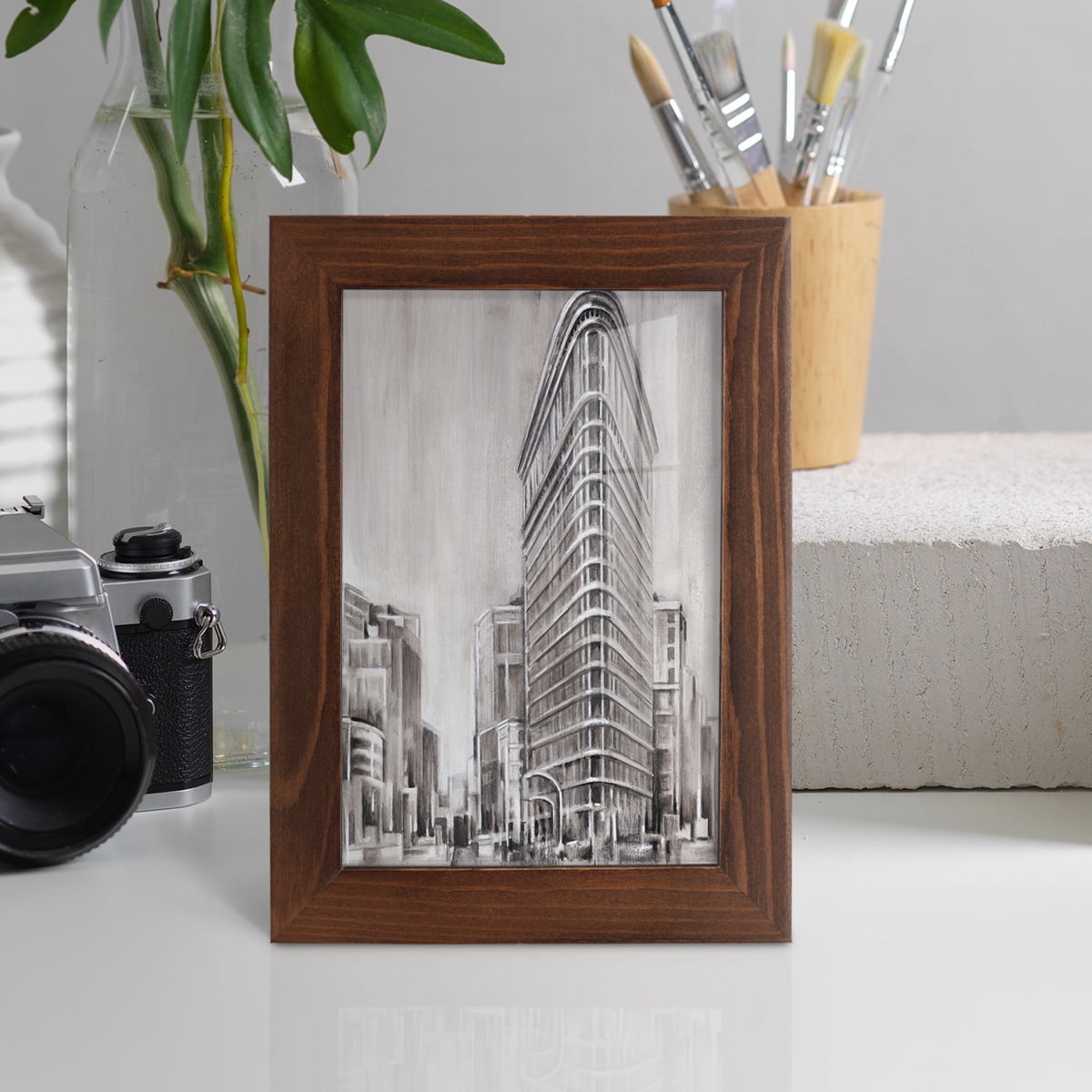 Art Deco Cityscape II -Framed Print w/glass-Chestnut