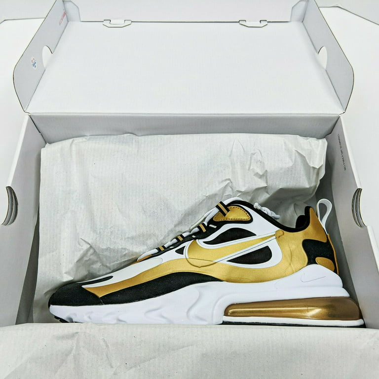 Nike Air Max 270 React Men's Shoes White-Metallic Gold Black