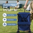 thumbnail image 4 of SHOUFTW All-Terrain Folding Double Decker Wagon with Brakes, 400L Large Capacity, Extra Long Extended Cart, Equipped with 7" Big Wheels for Camping, Sports, Beach, Blue, 4 of 8