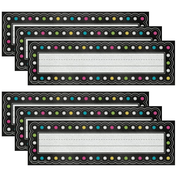 Teacher Created Resources Chalkboard Brights Flat Name Plates, 36 Per Pack, 6 Packs