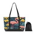 thumbnail image 7 of FORMRS Canvas Laptop Tote Bag for Women with 15.6" Computer Compartments Shoulder Handbag, Pink Floral Flamingo, 7 of 7