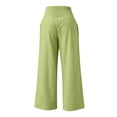 thumbnail image 5 of Lumtrix Women Summer High Smocked Waist Cotton Linen Palazzo Pants Wide Leg Long Lounge Pant Trousers With Pocket Green L, 5 of 5