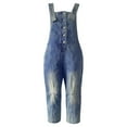 thumbnail image 2 of Clearance!NMMUED Denim Overalls for Women, Jean Overalls for Women, Capri Overalls for Women, Bib Overalls Women, Beach Vacation Clothes for Women, Dark Blue M, 2 of 5