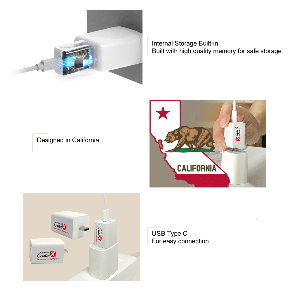 PIODATA iXflash Cube 128GB iphone ipad 対応 フォト ストレージ デバイス MFi認証 USB Typ : Piodata iXflash Cube 128GB Photo Storage | Apple MFi