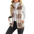 thumbnail image 4 of Fangasis Ladies Waistcoat Sleeveless Fleece Vest Zip Up Sherpa Jacket Women Lightweight Outerwear Casual Work Fuzzy Vests Khaki 3XL, 4 of 6