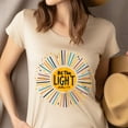 thumbnail image 4 of Christian Be The Light Matthew 5:14 Bible Verse Sunburst T-Shirt, White, Size L, 4 of 6