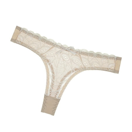 

ZHUASHUM Women Low Waist Panties Lace Floral Thong
