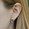 thumbnail image 2 of Rainbow Pride Gay Lesbian Contemporary Novelty Clip-On Stud Earrings, 2 of 3
