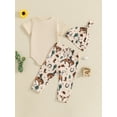thumbnail image 5 of Baby Toddler Boy Western Outfit 3 6 12 18 Months Letter Horse Short Sleeve Romper Elastic Waist Pants Knotted Hat 3 Piece Clothes Set, 5 of 9