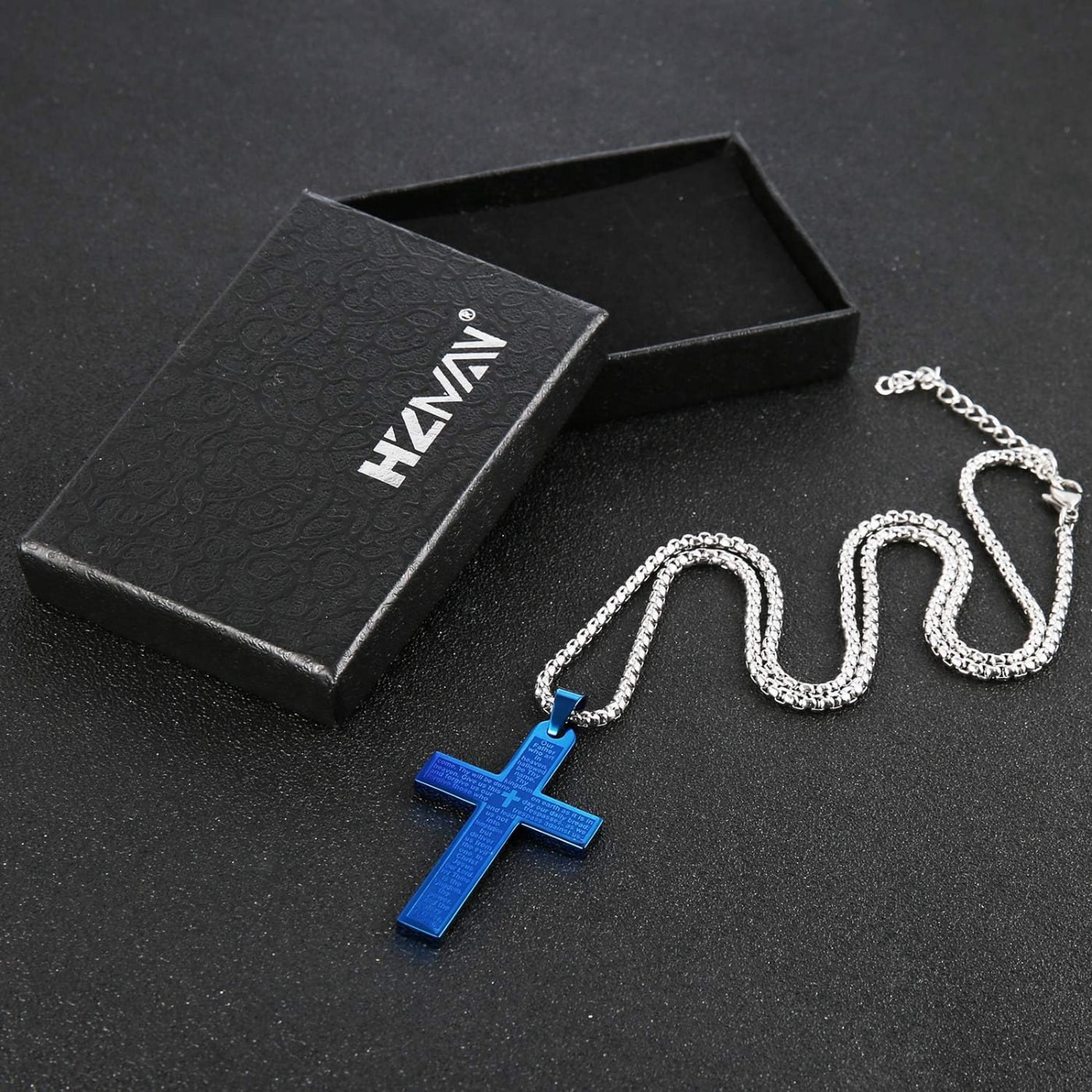 Celvieroot Stainless Steel Mens Womens Cross Necklace Lord's Prayer Pendant, 4 Colors Available