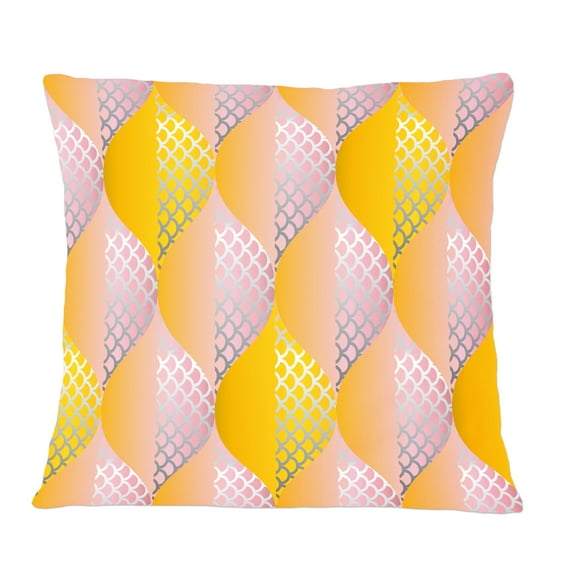 Designart Golden Geometrical Diamond Pattern IV' Mid-Century Modern Throw Pillow - 12x20