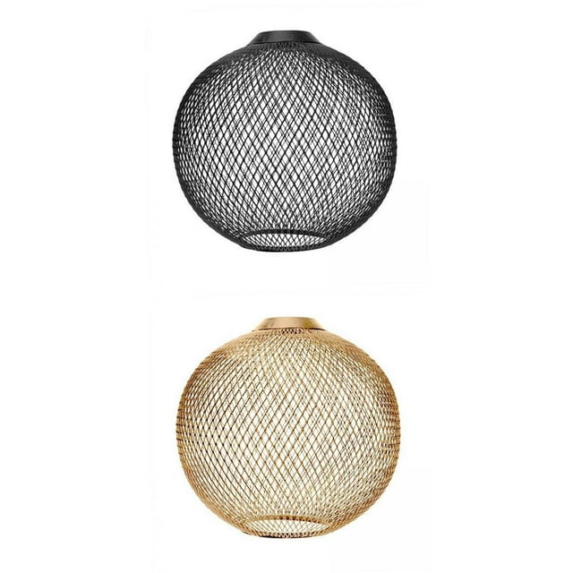 2x lámpara colgante de Metal pantalla estilo Retro candelabro pantalla techo luz pantalla cubierta de luz pantalla bombilla protector para casa de té cocina Negro Gloria Pantalla tejida