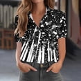 thumbnail image 2 of Charella Button down Shirts for Women Dressy Casual Tops Floral Printed Short Sleeve Blouses Summer Basic Tees (3XL, Black 1), 2 of 4