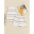 thumbnail image 3 of Miaouyo Baby Boy Ribbed Outfits, Striped Sleeveless Round Neck Tank Tops + Elastic Waist Shorts 2 Piece Summer Set for Infant Toddler, 3 of 8