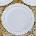thumbnail image 6 of Efavormart 50 Pack - 10" White Plastic Disposable Dinner Plates Round With Silver Rim, 6 of 10