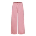 thumbnail image 4 of Sweatpants for Women Drawstring Elastic-Waist Pocket Solid Color Baggy Wide-Leg Pants Casual Pants,Pants for Women Pink M, 4 of 6