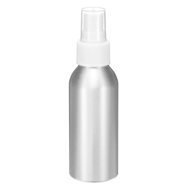 Botellas de spray de niebla fina de aluminio Uxcell de 100 ml, pequeño recipiente recargable para viajes con tapa de boquilla de plástico blanca para perfume y cosméticos.
