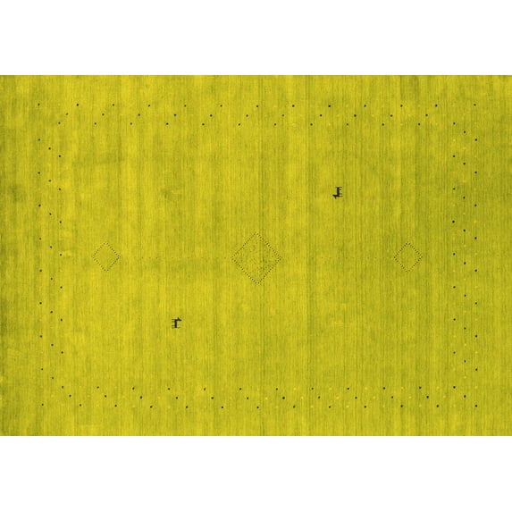 Ahgly Company Machine Washable Indoor Rectangle Abstract Yellow Contemporary Area Rugs, 6' x 9'