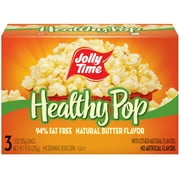 Jolly Time Healthy Pop Butter 94% Fat-Free Microwave Popcorn, Gluten-free 3-Count Boxes (Pack of 12)