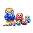 thumbnail image 2 of Muñeca Matryoshka de 10 capas, decoración hecha a mano, figuras apilables para cumpleaños Azul, 2 of 9