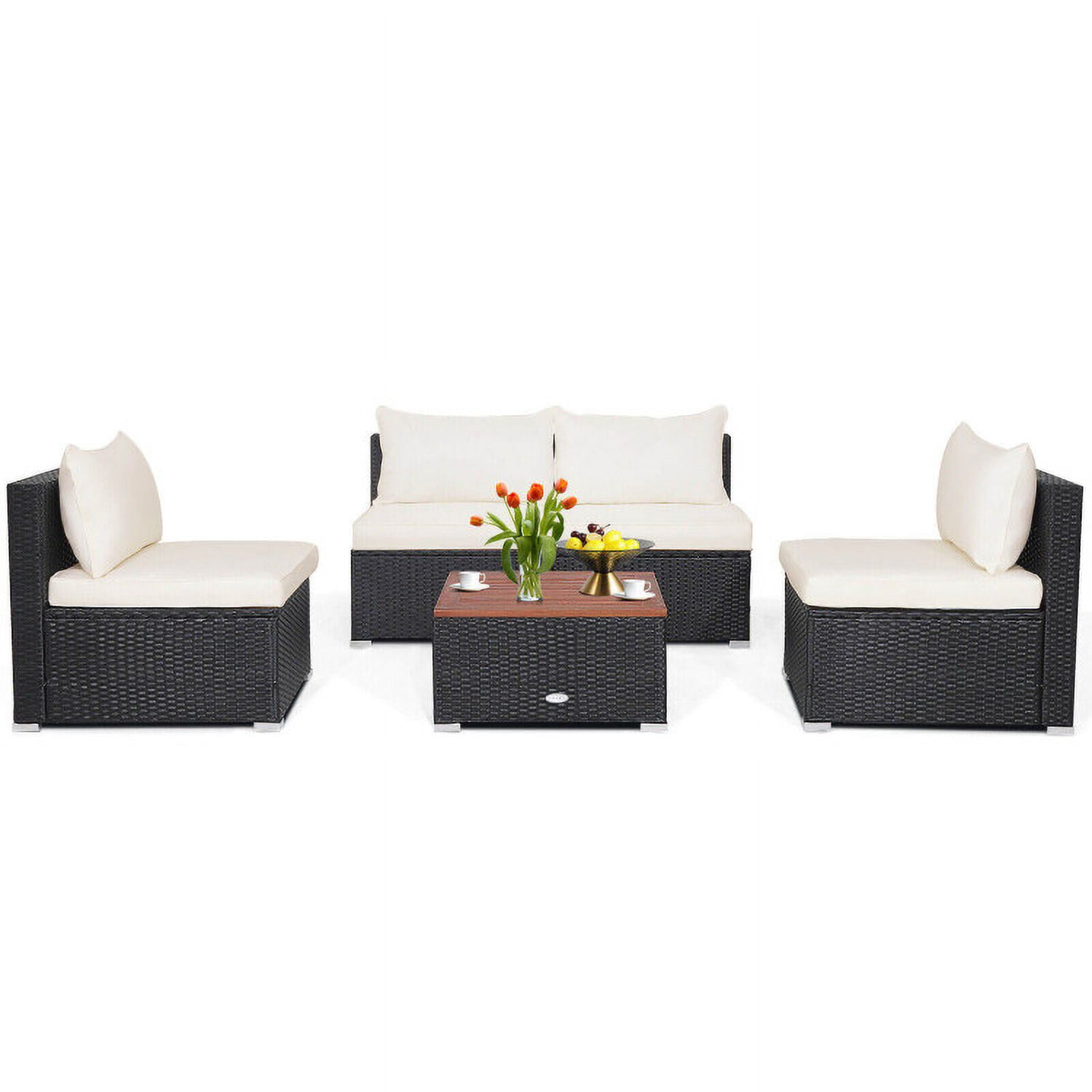 Aimee Lii 5 Piece Outdoor Furniture Set with Solid Tabletop and Soft Cushions, Outdoor Patio Set