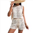 thumbnail image 2 of Conjunto de Dos Piezas de Crochet para Mujer, Traje de Baño Sin Mangas de Punto Calado, Top y Pantalones Cortos Informales, Conjunto de Playa M, 2 of 10