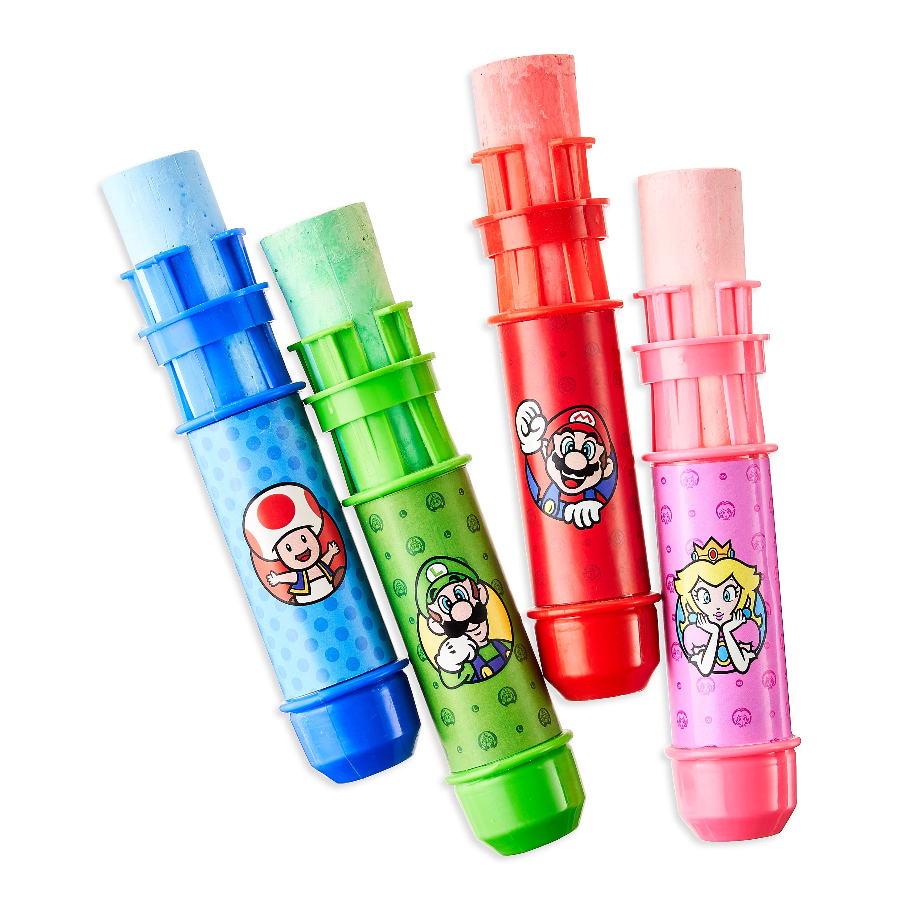 Nintendo Super Mario Bros. Jumbo Sidewalk Chalk Set with Holders, 4 Chalk Sticks