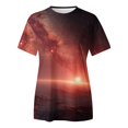 thumbnail image 5 of Womens Summer Tops Starry Night Print Women's Short Sleeve T Shirt Loose Fit Casual Crew Neck Top, 5 of 5
